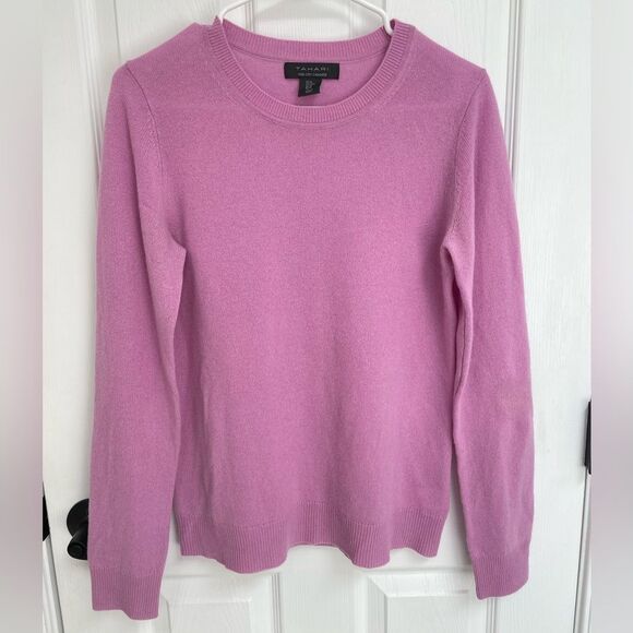 Tahari Mulberry Pink 100% 2 Ply Cashmere Ultra Soft Sweater Women’s Size M - Picture 1 of 5